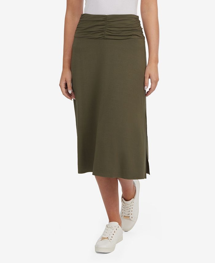 Laundry by Shelli Segal Women's Ruched Midi Skirt with Slit Macy's