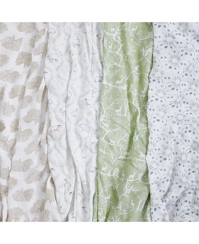 aden by aden + anais Baby Boys or Baby Girls Muslin Swaddles, Pack of 4