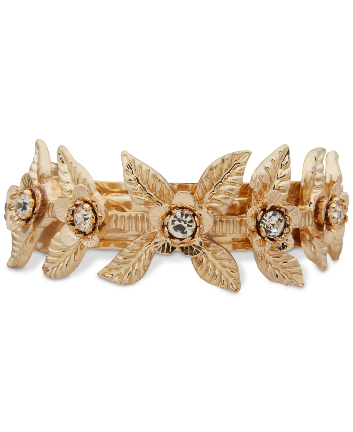 lonna & lilly Gold-Tone Crystal Flower & Leaves Barrette