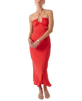 O'Neill - Juniors' Lila Solid Cutout Halter Maxi Dress