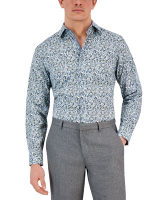 Bar III - Men's Arte Slim-Fit Floral-Print Dress Shirt