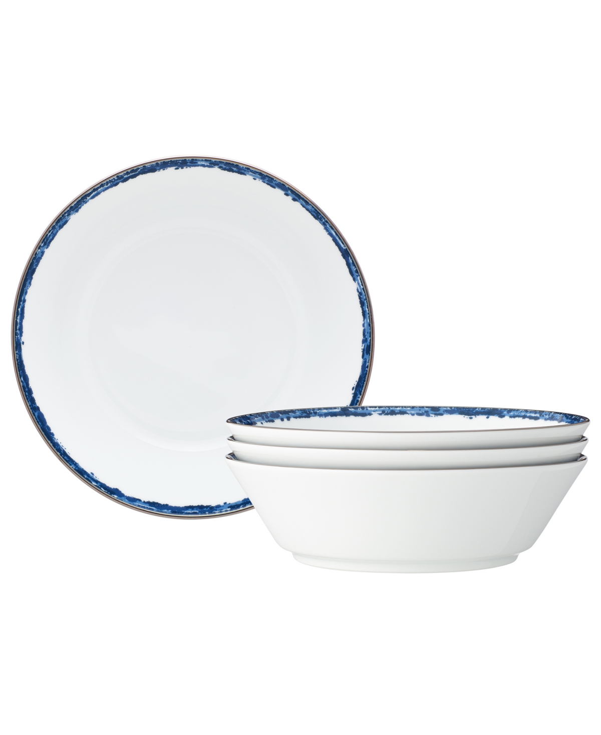 Noritake Rill Set Of 4 Soup Bowls, Service For 4 In Blue