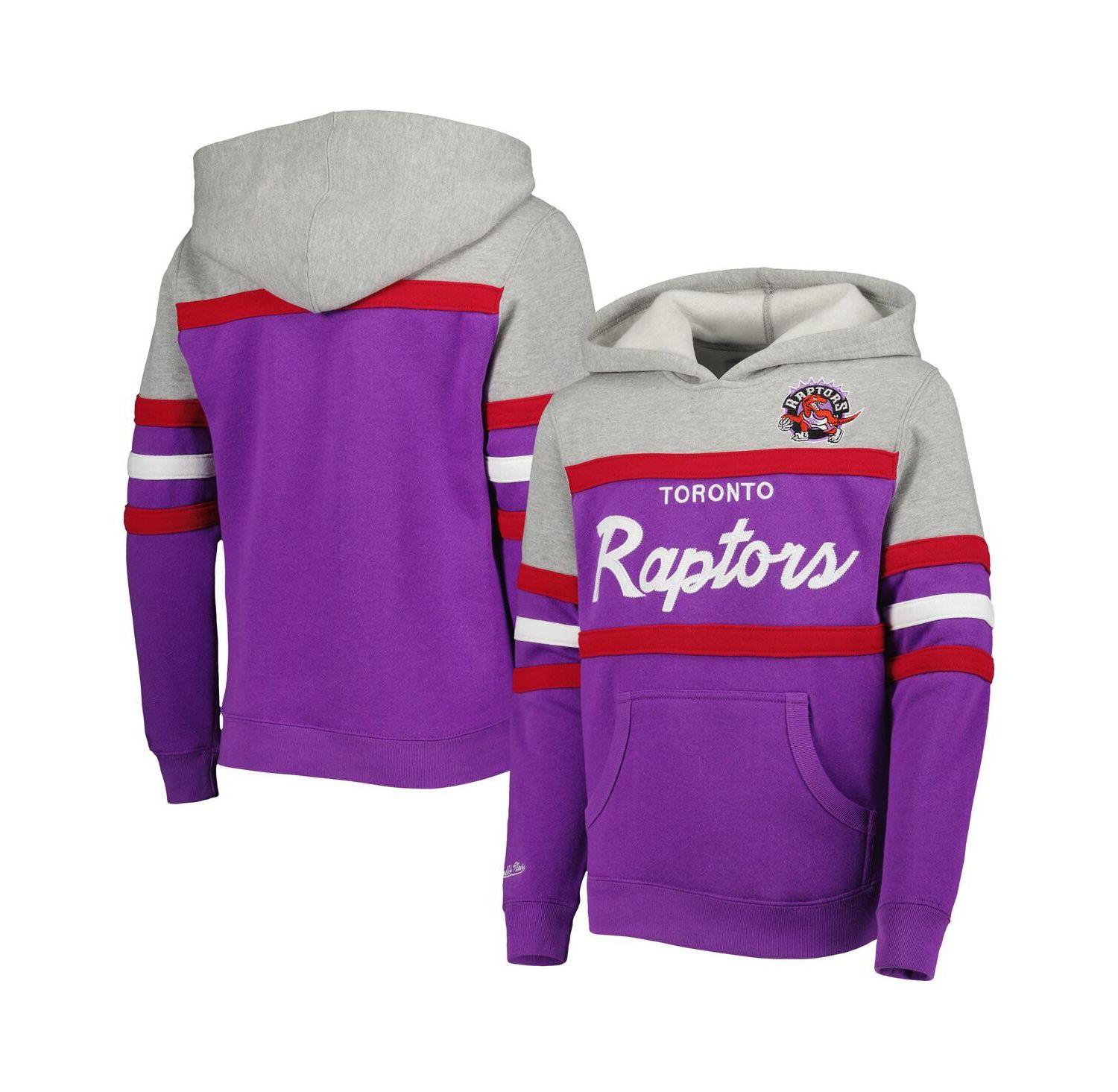 Big Boys and Girls Heather Gray, Purple Toronto Raptors Hardwood Classics Head Coach Pullover Hoodie