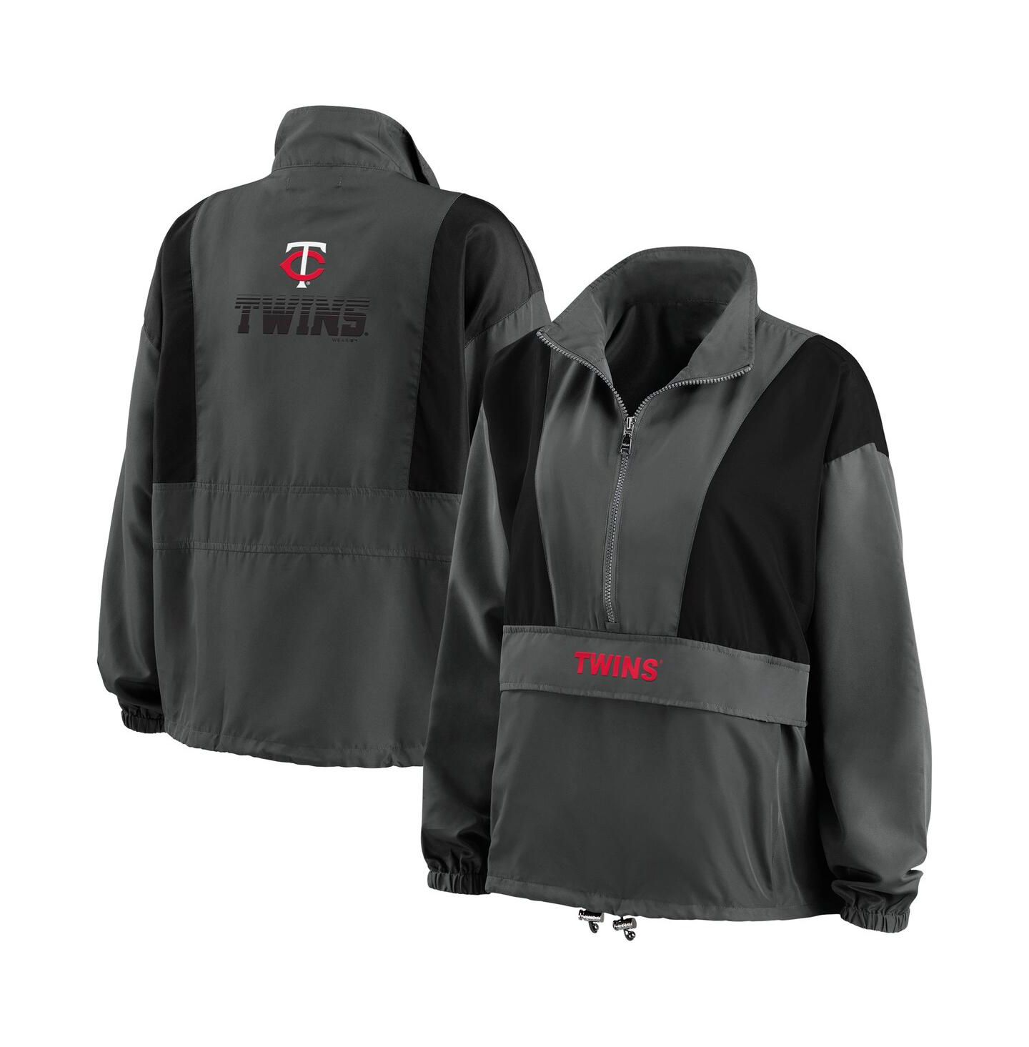Женская куртка WEAR by Erin Andrews Charcoal Minnesota Twins Packable Half-Zip — фото 1