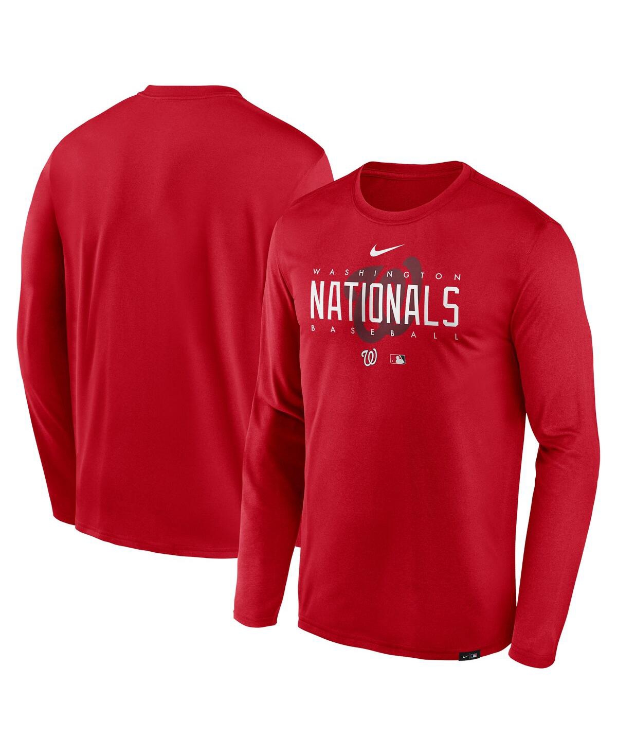 Nike Men's  Red Washington Nationals Authentic Collection Team Logo Legend Performance Long Sleeve T-
