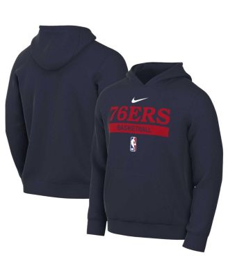 Men's Navy Philadelphia 76ers 2022/23 Spotlight On-Court Practice Performance Pullover Hoodie