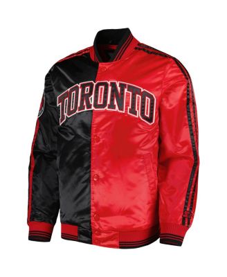 Men's Black, Red Toronto Raptors Fast Break Satin Full-Snap Jacket