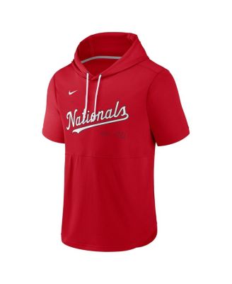 Men's Red Washington Nationals Springer Short Sleeve Team Pullover Hoodie