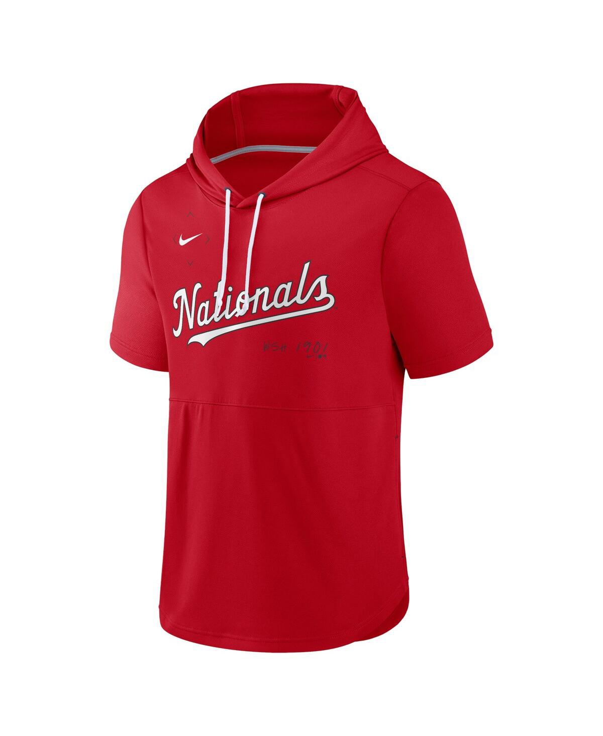 Shop Nike Men's  Red Washington Nationals Springer Short Sleeve Team Pullover Hoodie