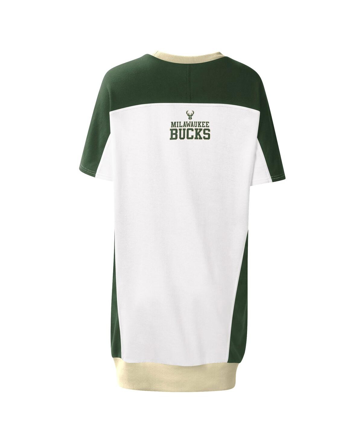 Shop G-iii 4her By Carl Banks Women's  White Milwaukee Bucks Free Throw T-shirt Dress