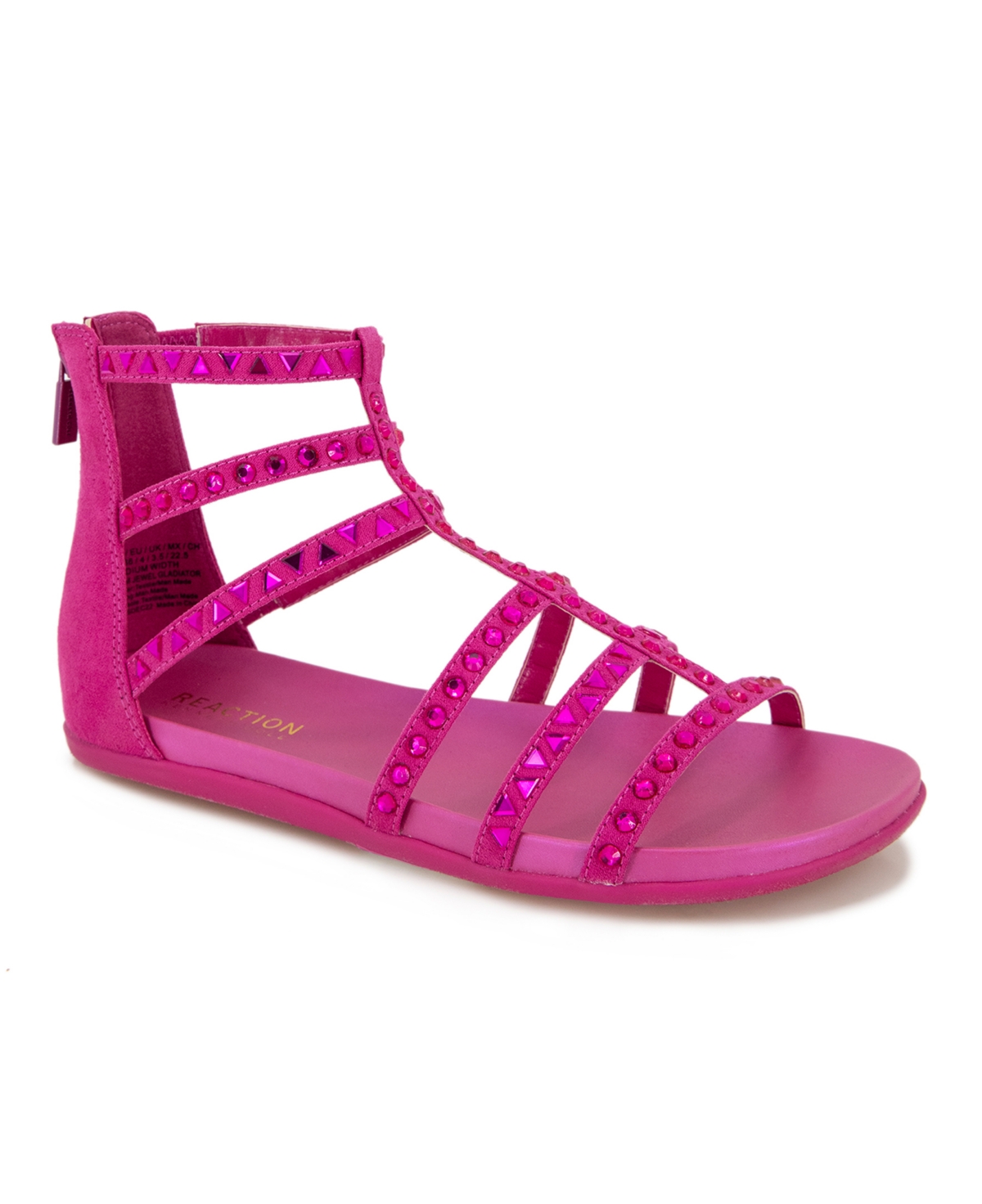 Kenneth Cole Reaction Women's Slim Jewel Gladiator Flat Sandals In Bright Pink