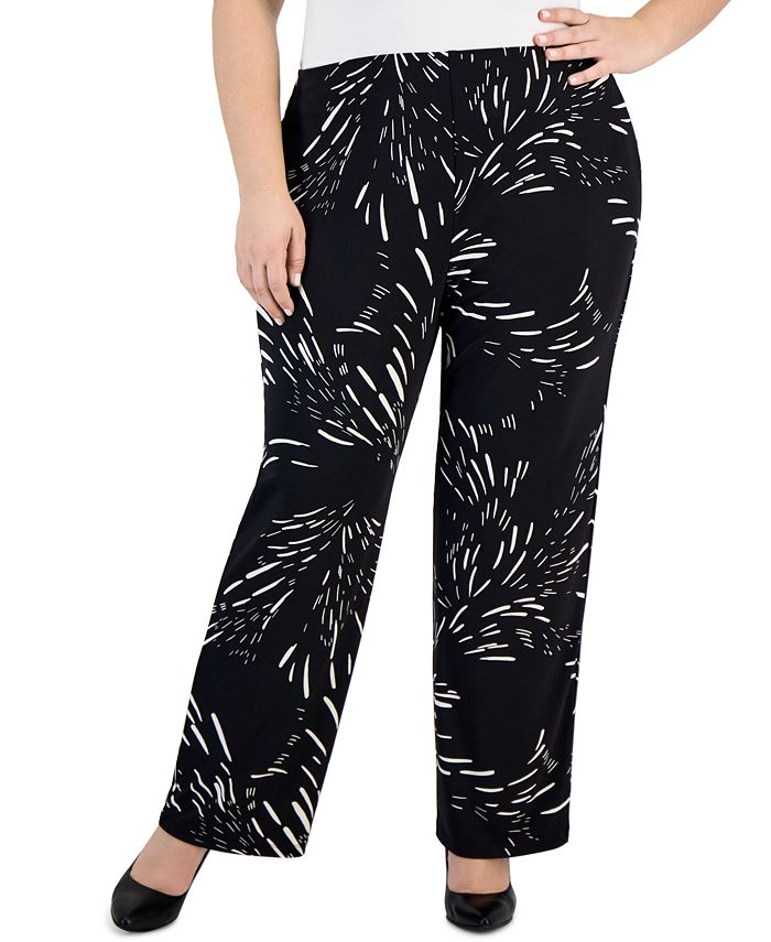 JM Collection Plus Size Wide-Leg Pull-On Pants, Created for Macy's