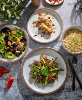 Elite Lagos Double Bowl-16 Piece Dinnerware Set,  Service for 4