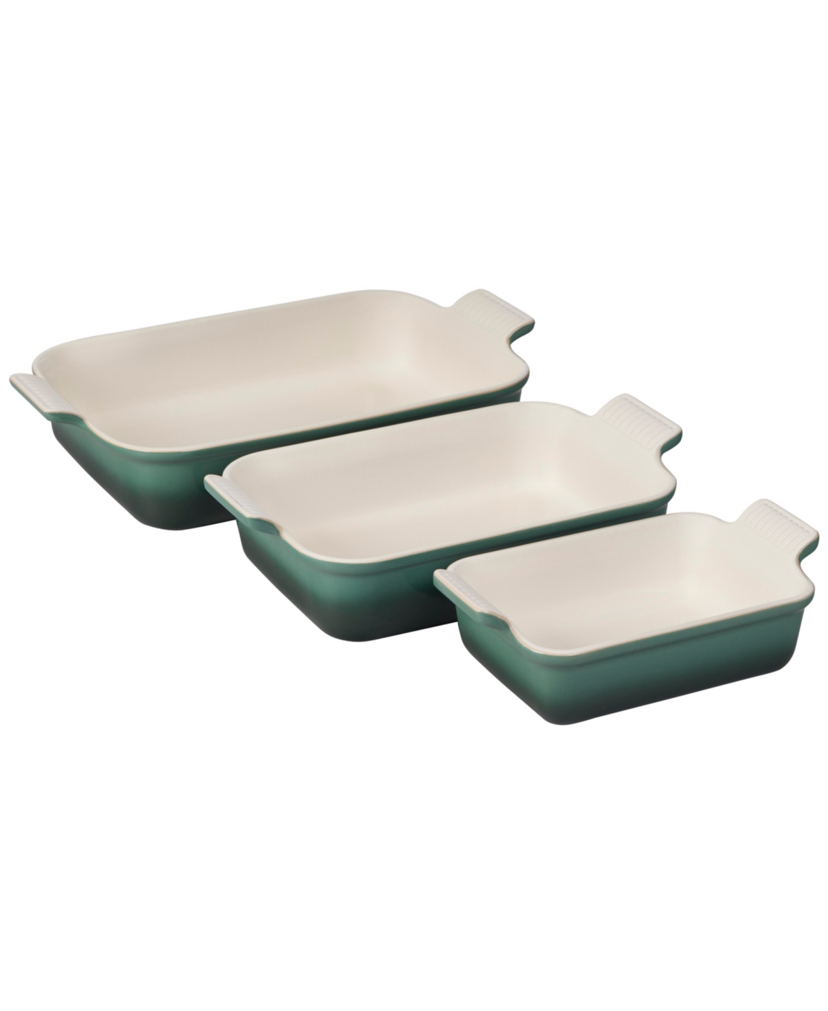 Le Creuset The Heritage Set Of 3 Rectangular Baking Dishes In Artichaut