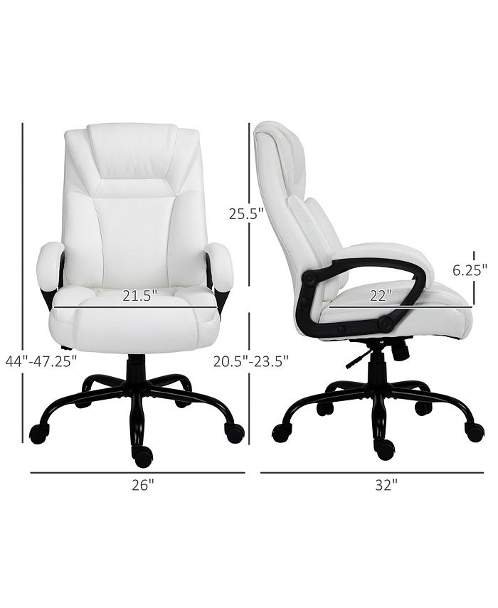 Vinsetto Big and Tall Executive Office Chair w/ PU Leather Fabric, Wheel, White Macy's