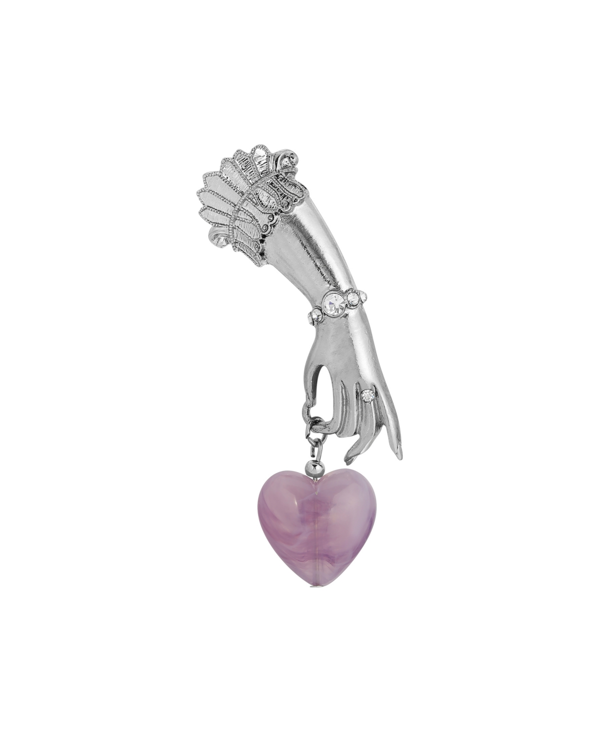 2028 Agate Heart Charm Ladies Hand Pin In Pink