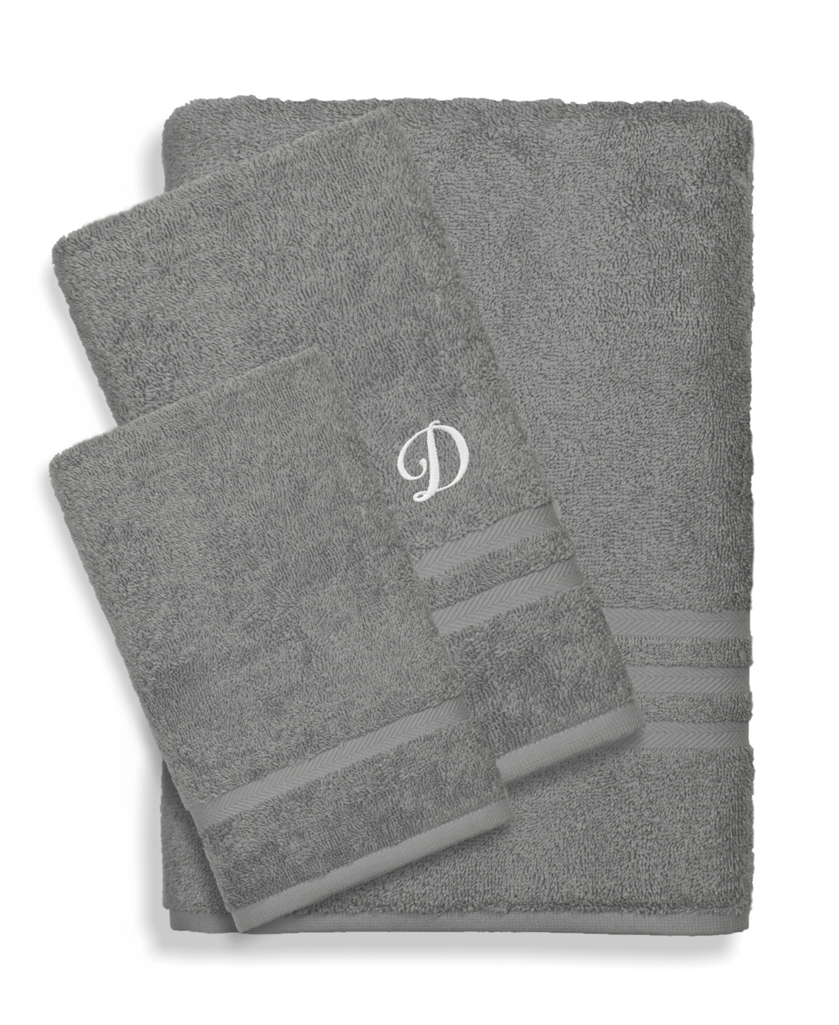 Linum Home Textiles Turkish Cotton Personalized Denzi Towel Set, 3 Piece In Gray