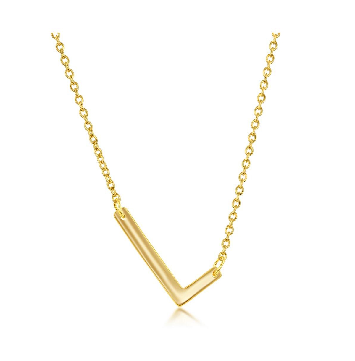 Sterling Silver 14k Gold Plated Sideways Initial Necklace - Gold l