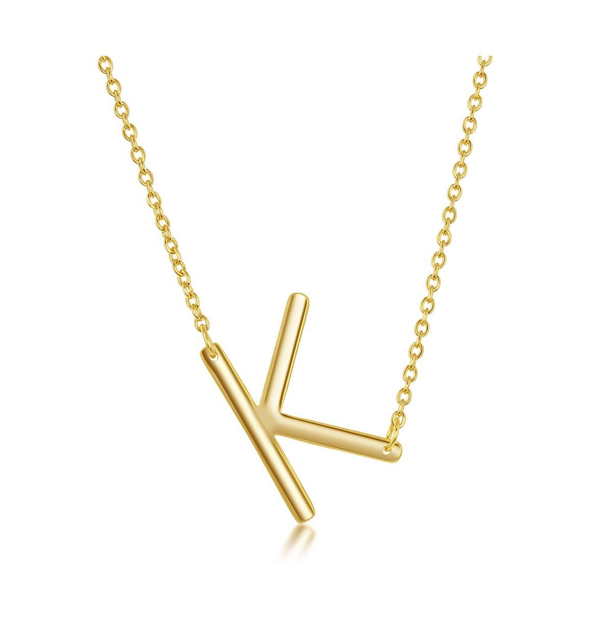 Gold Tone Sideways Initial Necklace - Gold k