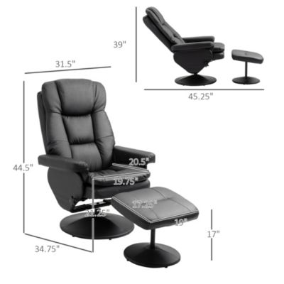 Swivel Recliner with Ottoman Reclining Chair and Footrest