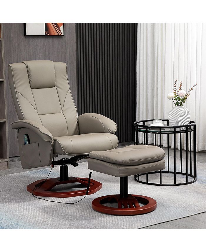 Massage Recliner Chair with Ottoman, Electric Faux Leather