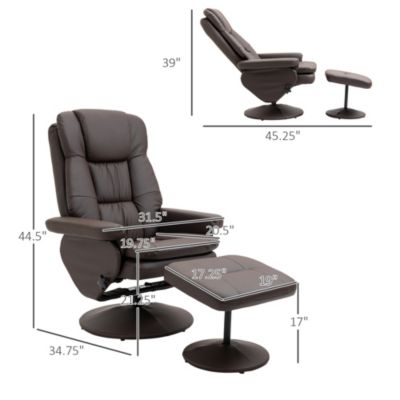 Swivel Recliner with Ottoman Reclining Chair and Footrest,