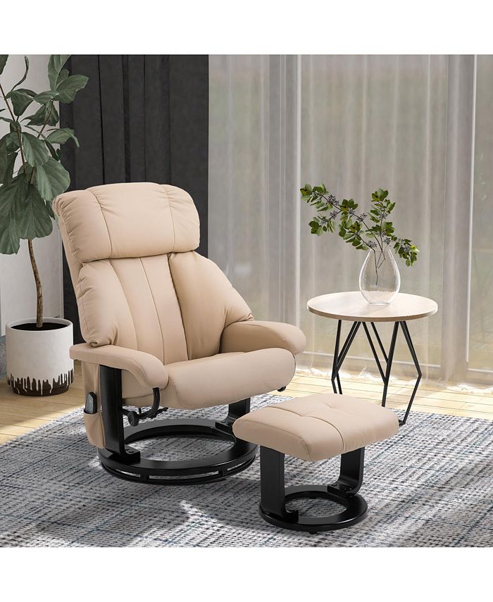 Massage Recliner Chair with Cushioned Ottoman and 10 Point