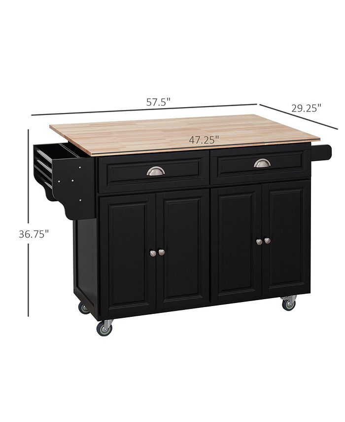 Rolling Kitchen Island on Wheels Utility Cart with DropLeaf and