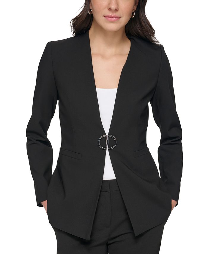 Petite 2025 collarless blazer