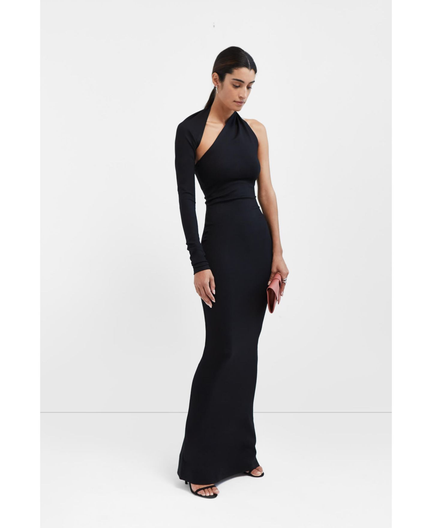 Женские платья Marcella Manhattan Halter One-Shoulder Open-Back Evening Gown, цвет: Чёрный — фото 1