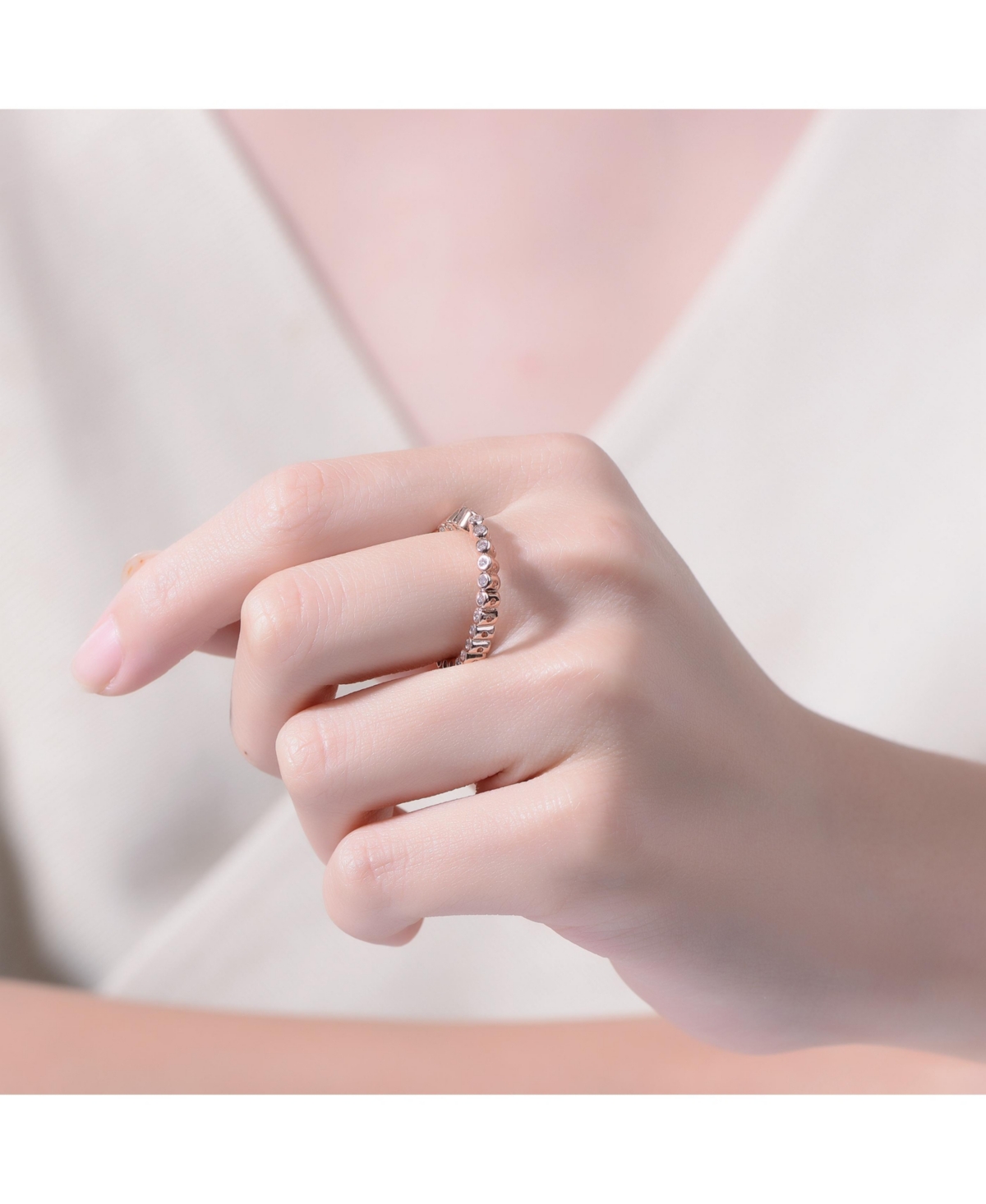 Rachel Glauber Ra 18K Rose Gold Plated Clear Cubic Zirconia Swirl Band Ring
