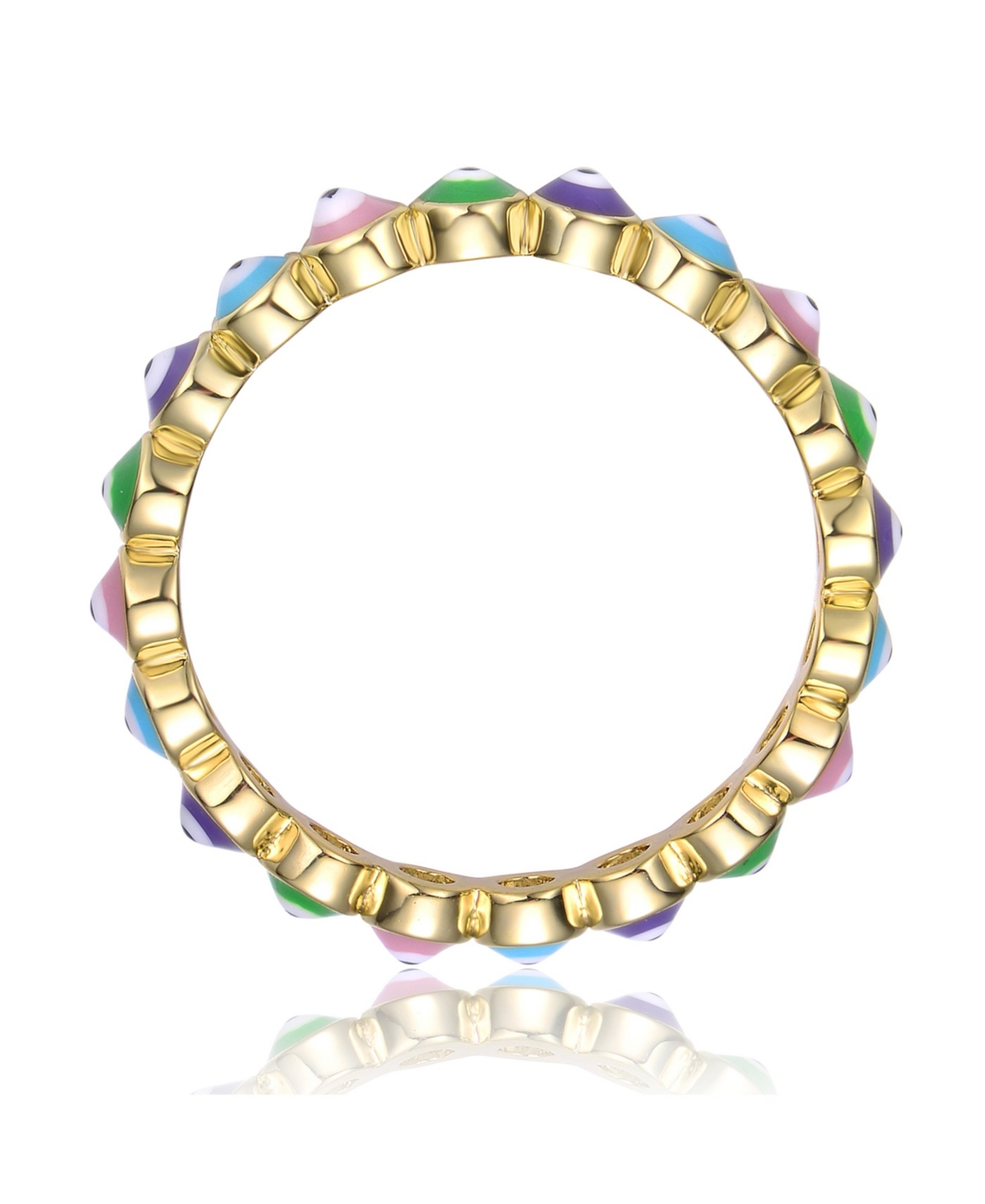 Rachel Glauber Ra Young Adults/Teens 14k YellowPlated Colorful Enamel Evil Eye Stacking Ring - Gold