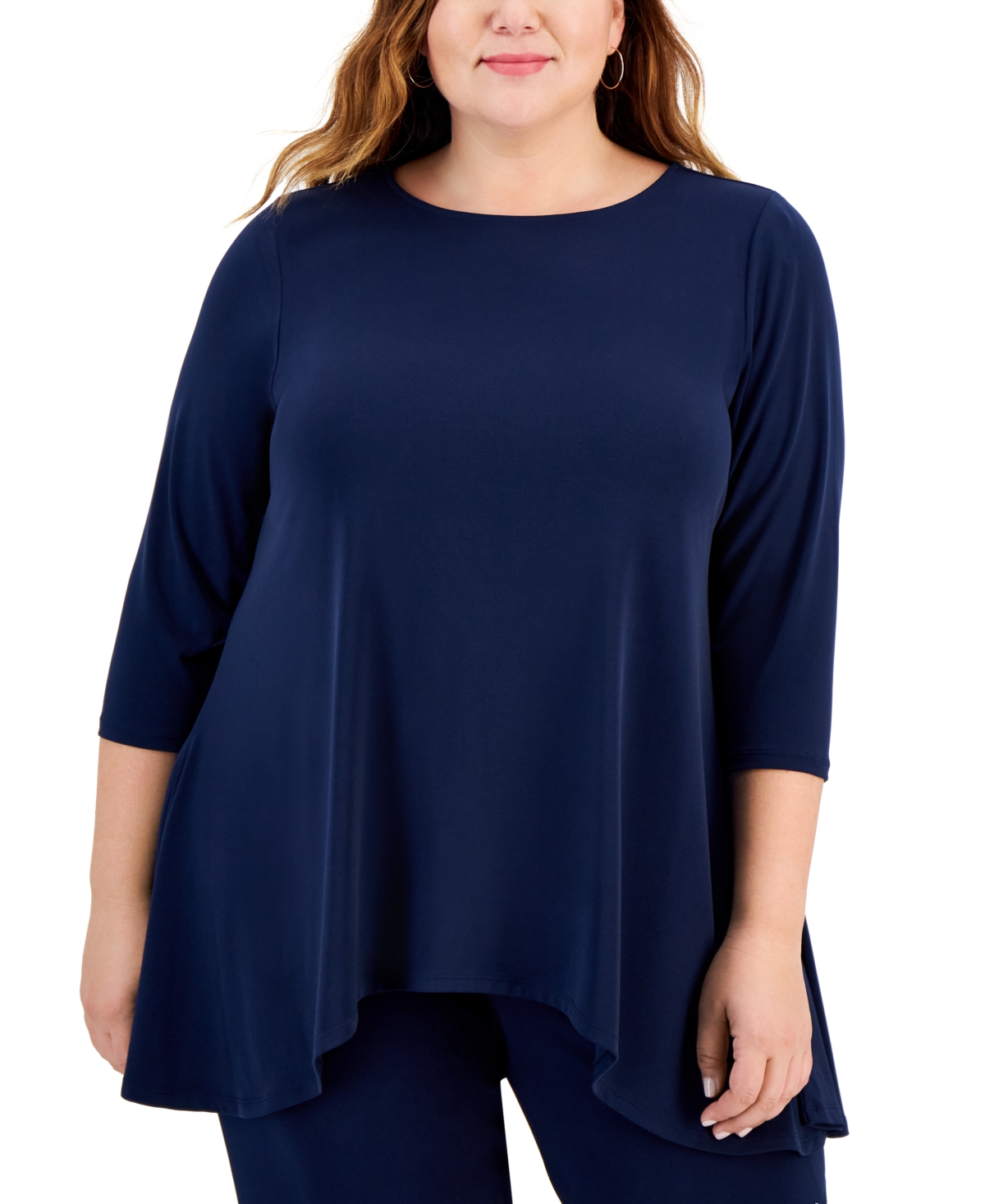 JM COLLECTION PLUS SIZE SOLID SWING TOP, CREATED FOR MACY'S