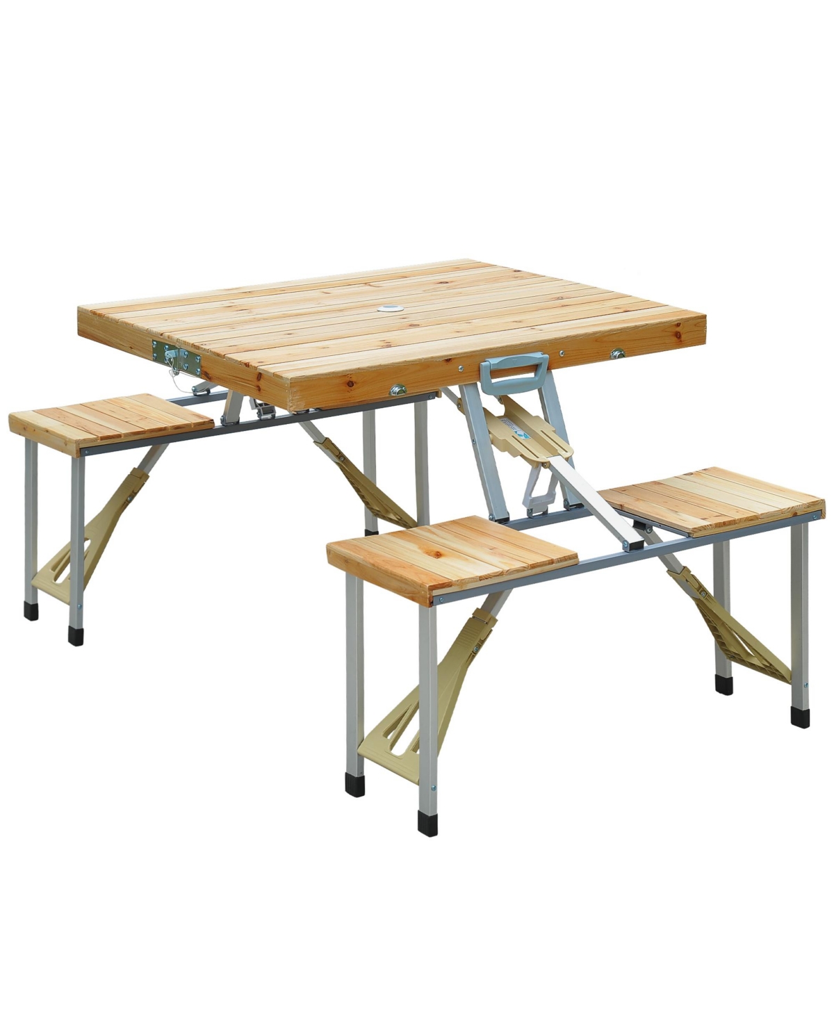 Outsunny Portable Picnic Table Set, Folding Camping Table With Four