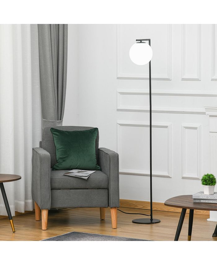 HOMCOM Freestanding Office Floor Lamp Contemporary Light w/ Metal Frame ...