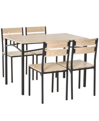 Rustic Industrial 5-Piece Dining Table Set Metal with 4 Chairs