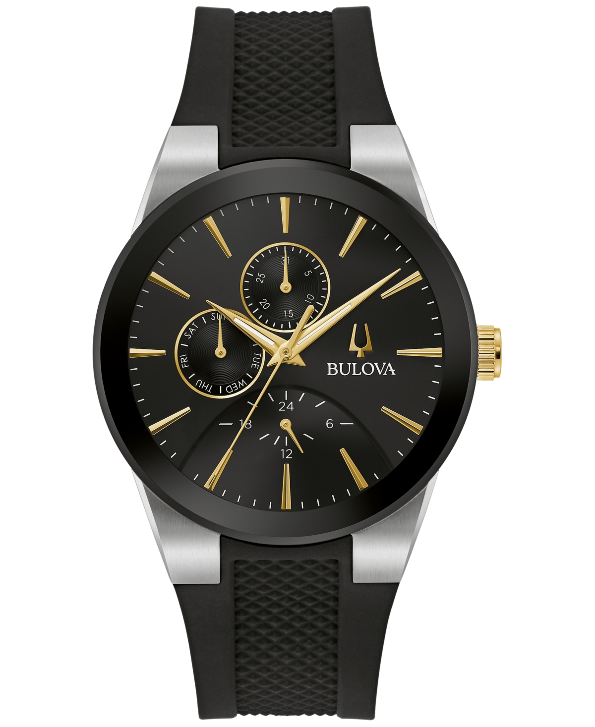 Bulova Men's Chronograph Modern Millennia Black Silicone Strap Watch 41mm