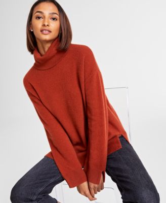 Deals Charter Club 100% Cashmere Turtleneck Long Sleeve Sweater Bright Red Size Medium