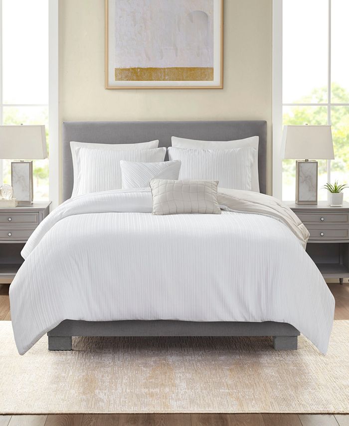 Beautyrest Jasper Crinkle Velvet Oversized 5 Piece Comforter Set, Full