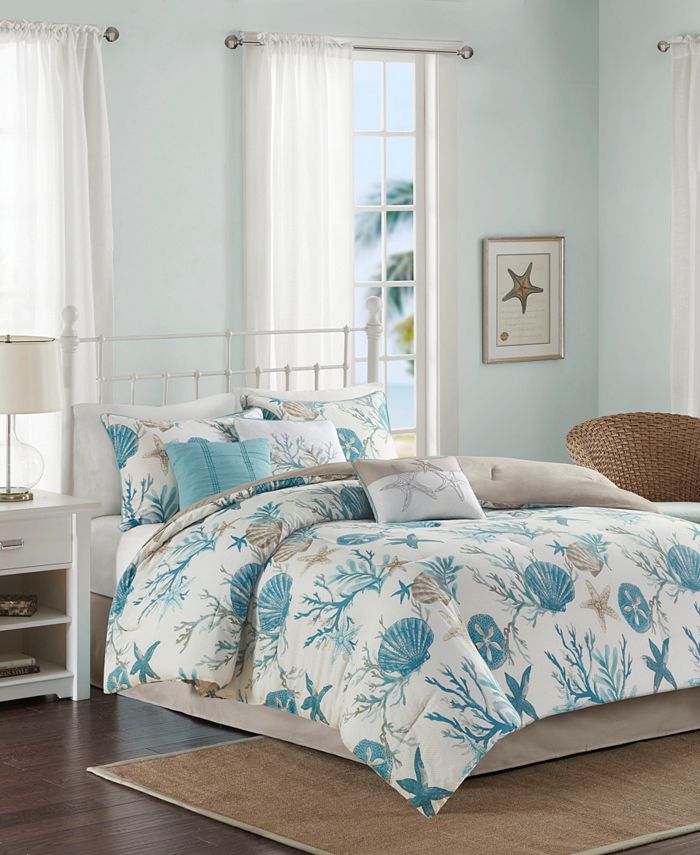 Madison Park Pebble Beach 7 Piece Cotton Sateen Comforter Set, Queen