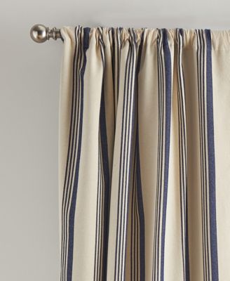 Shop Tommy Hilfiger Bold Stripe Pole Top Blackout 2 Piece Curtain Panel Collection In Dark Gray