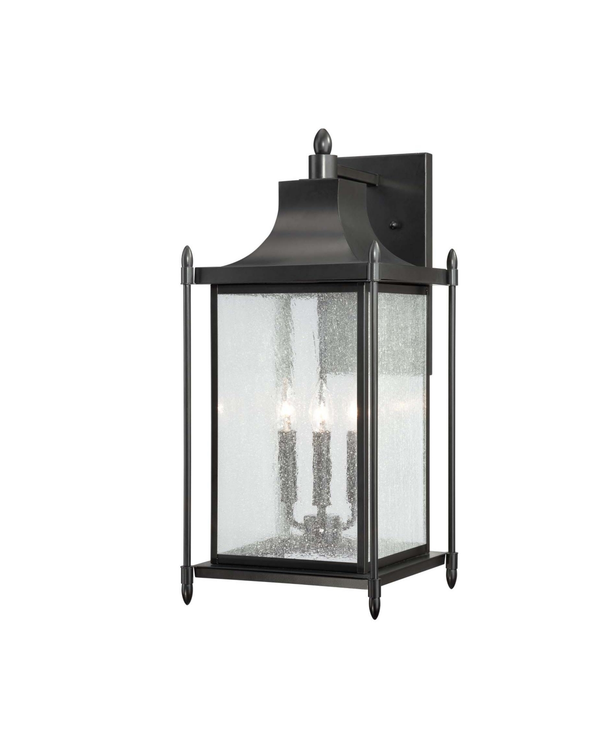 Dunnmore 3-Light Outdoor Wall Lantern in Black - Black