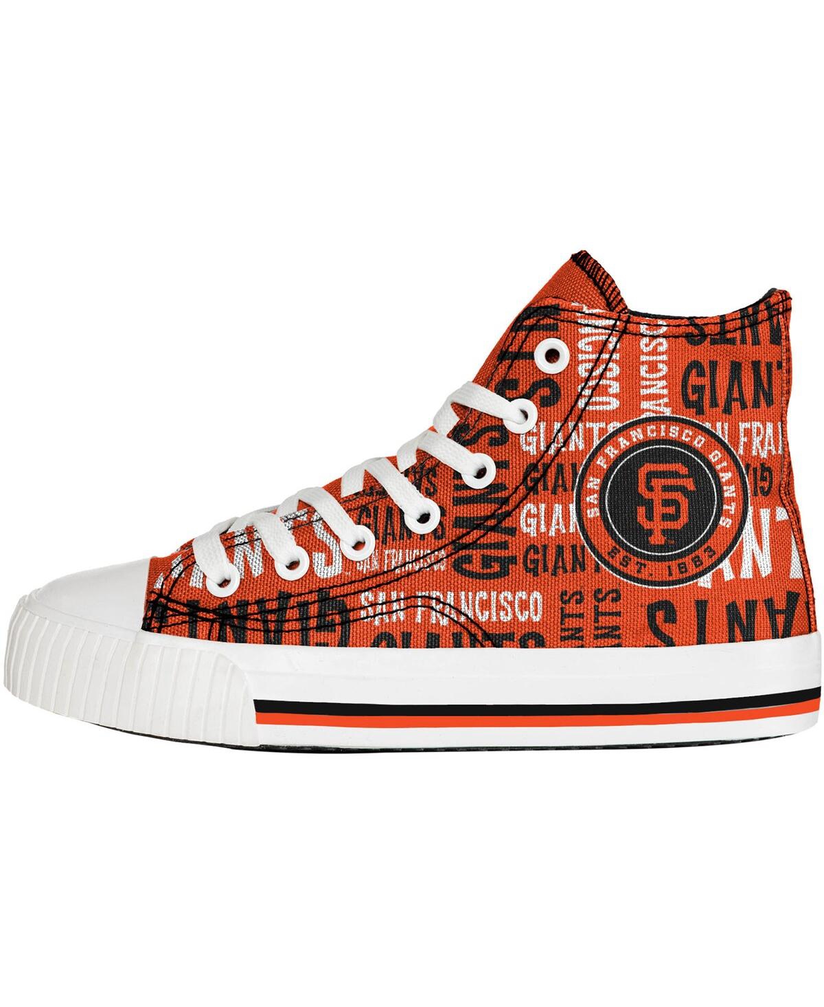 Foco Kids' Youth Boys And Girls  Orange San Francisco Giants Repeat Wordmark High Top Canvas Allover Sneake