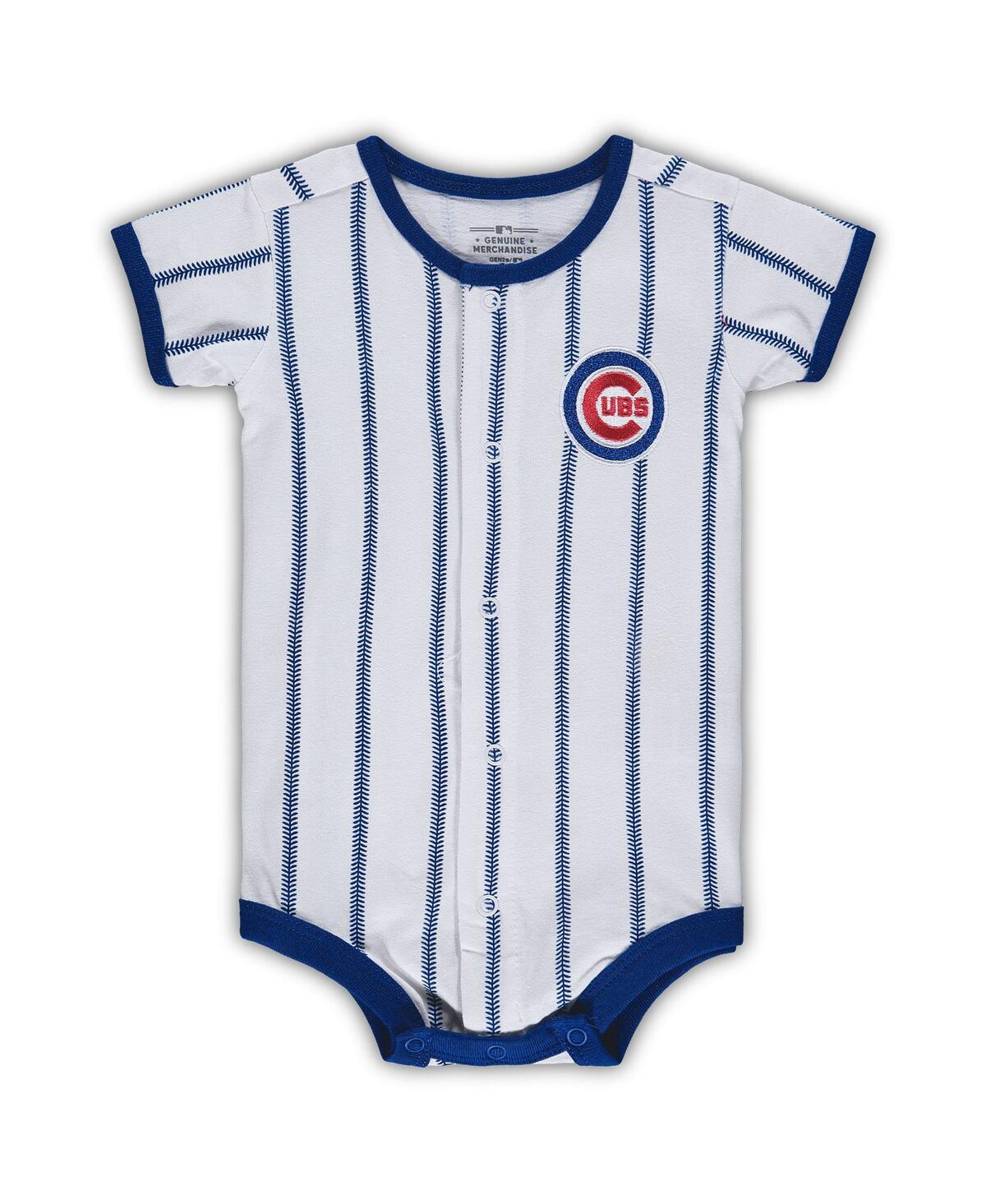 OUTERSTUFF NEWBORN & INFANT BOYS AND GIRLS WHITE, ROYAL CHICAGO CUBS POWER HITTER SHORT SLEEVE BODYSUIT