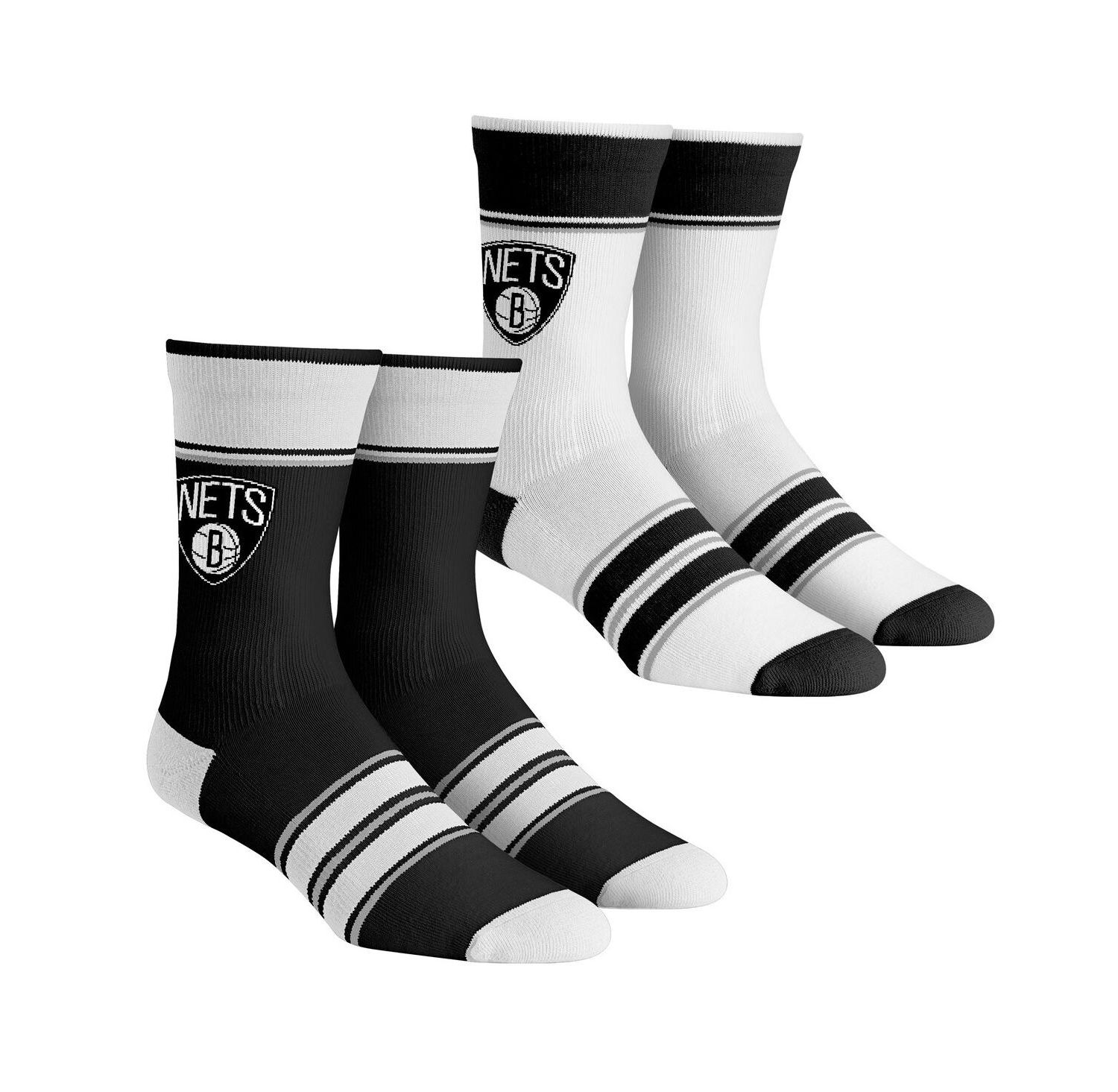 Youth Boys and Girls Socks Brooklyn Nets Multi-Stripe 2-Pack Team Crew Sock Set