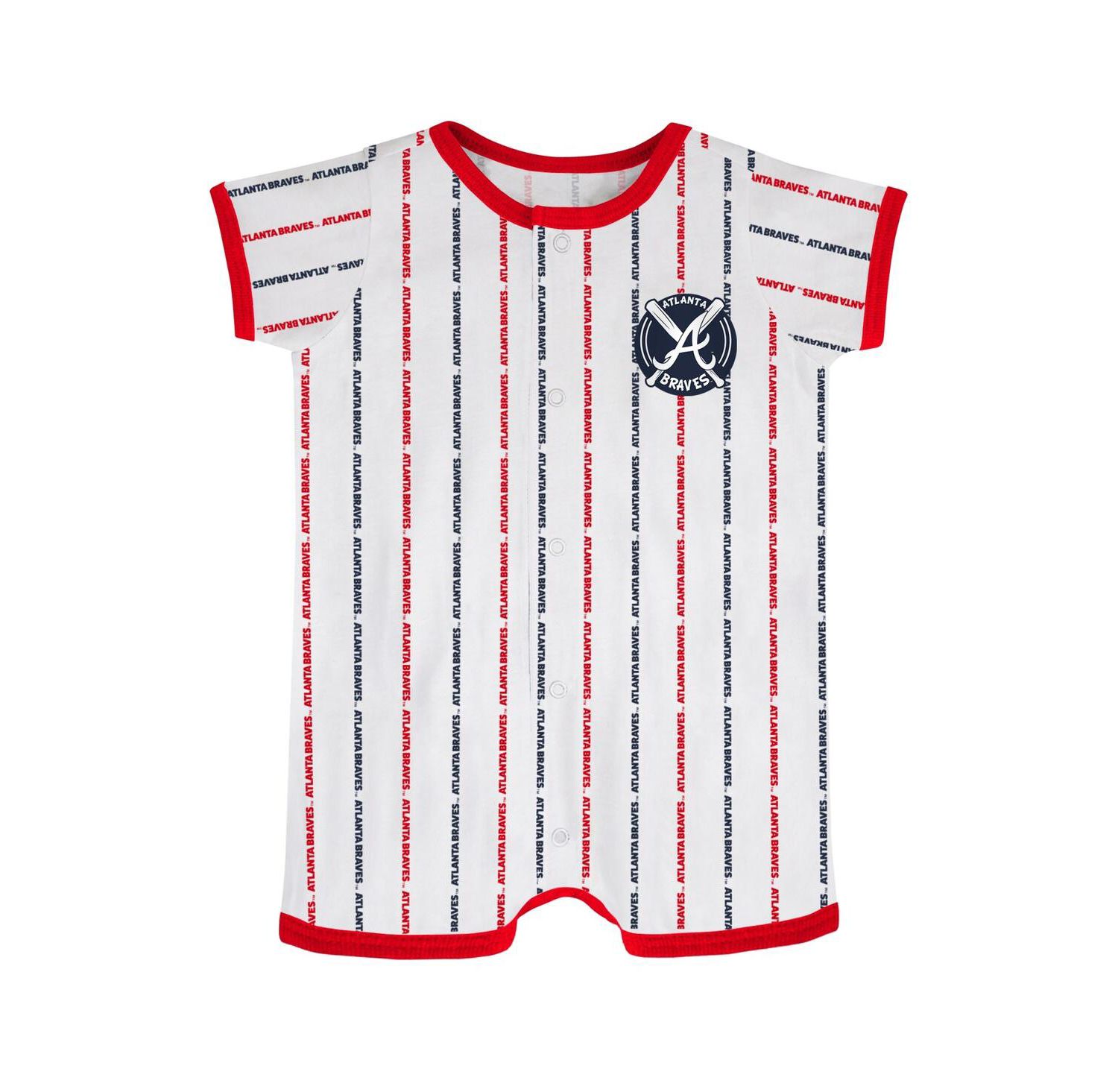 Newborn and Infant Boys and Girls White Atlanta Braves Ball Hitter Coverall