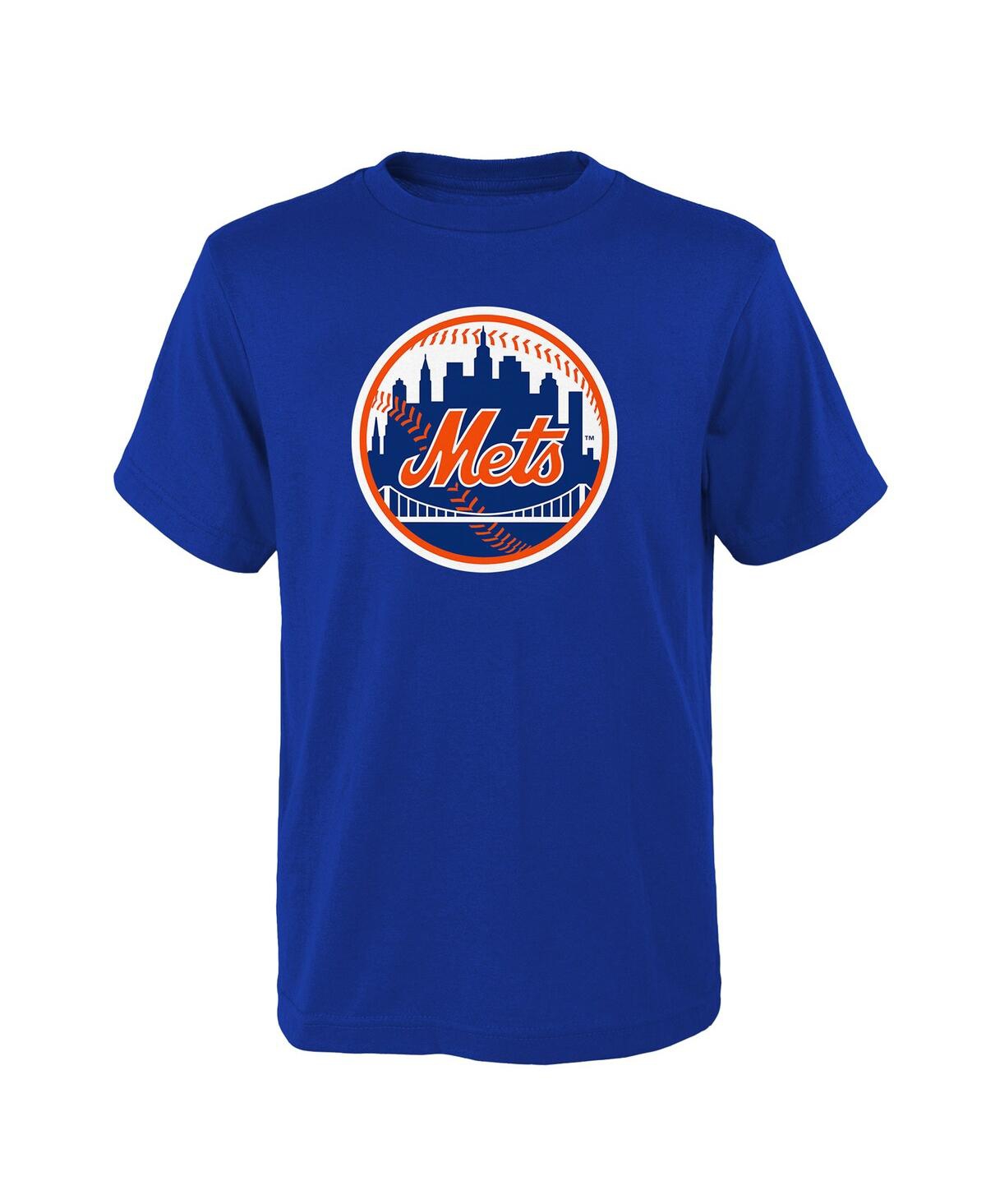 Outerstuff Kids' Big Boys And Girls Royal New York Mets Logo Primary Team T-shirt