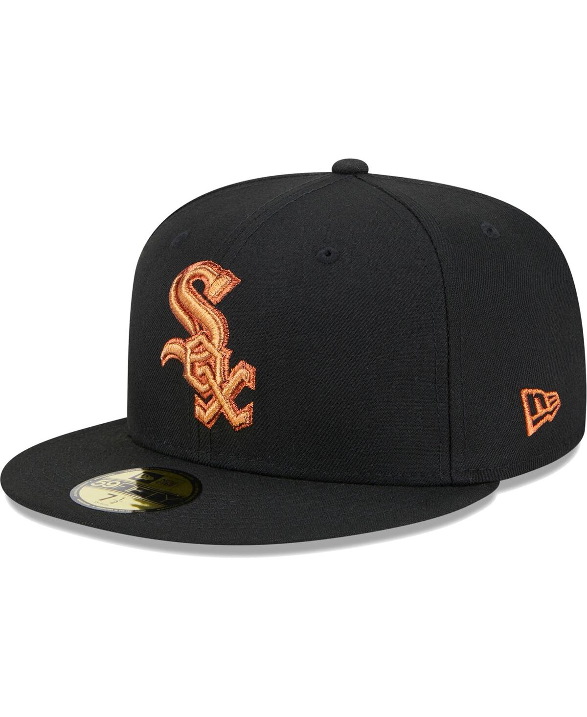 Shop New Era Men's  Black Chicago White Sox Metallic Pop 59fifty Fitted Hat