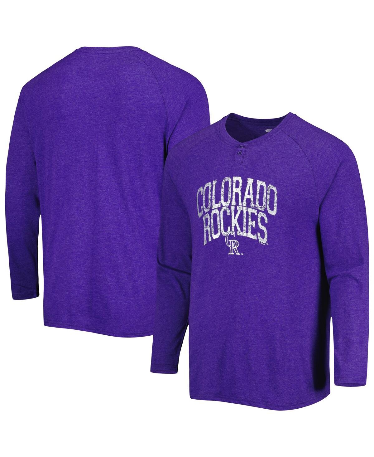 Men's Concepts Sport Purple Colorado Rockies Inertia Raglan Long Sleeve Henley T-shirt - Purple