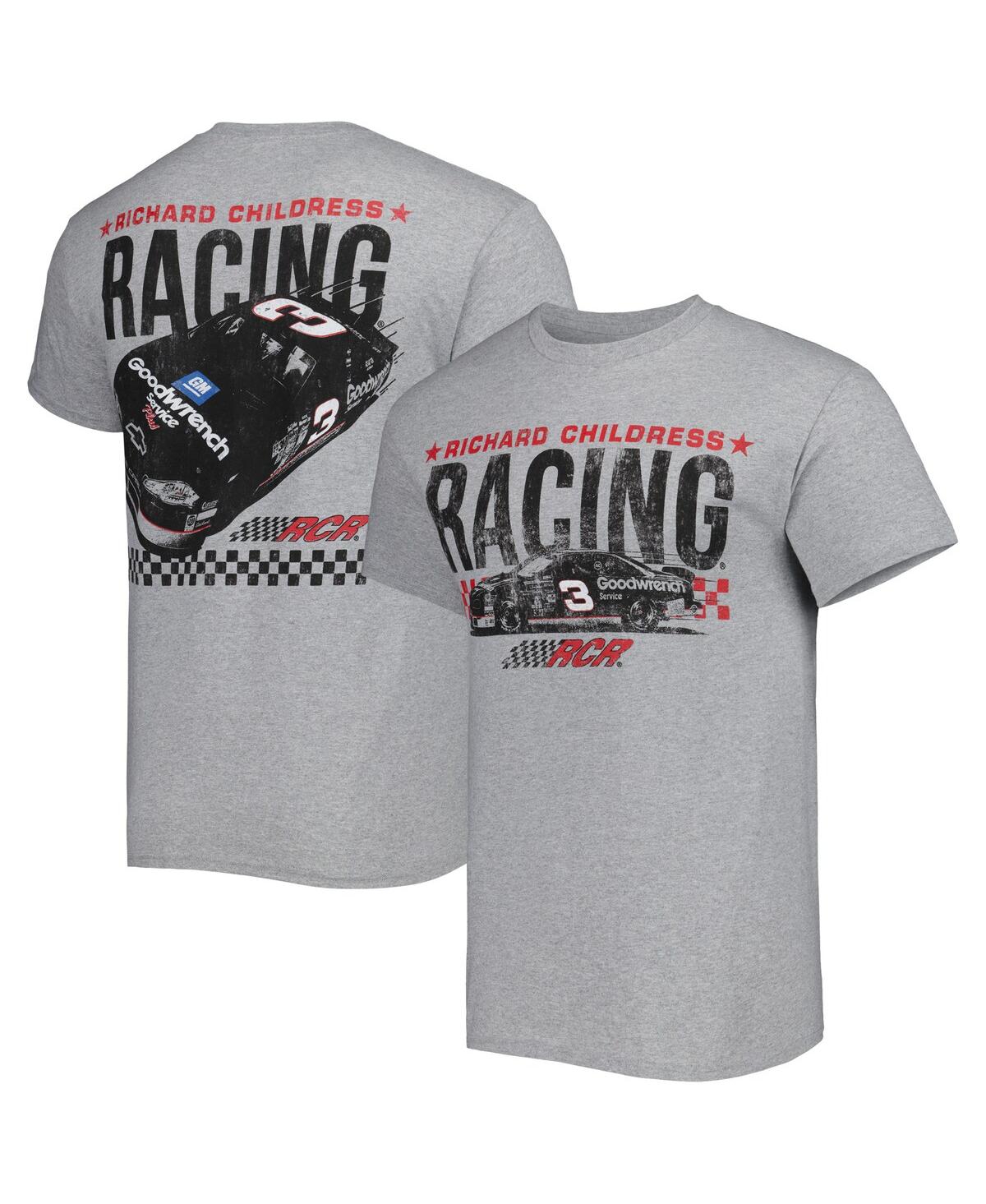Men's Checkered Flag Sports Heather Gray Richard Childress Racing Goodwrench Two-Sided Car T-shirt - Heather Gray